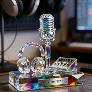 Personalized Stained Glass Microphone And Headphone Acrylic Plaque