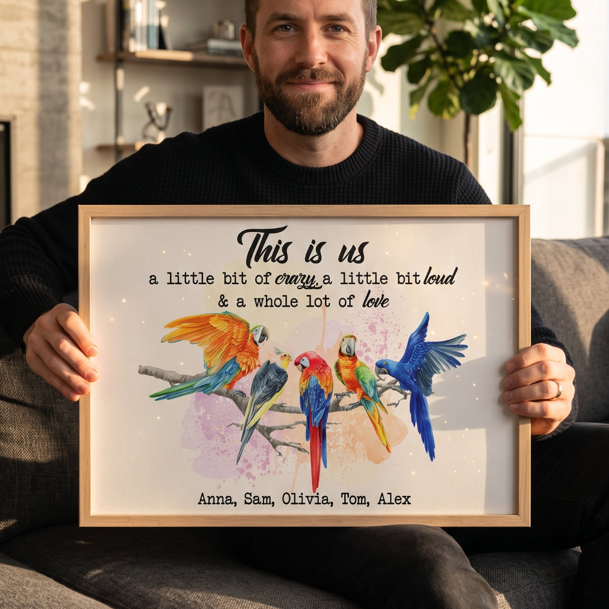 "This Is Us A Whole Lot Of Love" Personalized Parrot Family Canvas / Poster - Custom Wall Art Gift