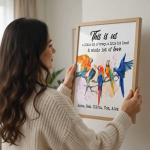 "This Is Us A Whole Lot Of Love" Personalized Parrot Family Canvas / Poster - Custom Wall Art Gift