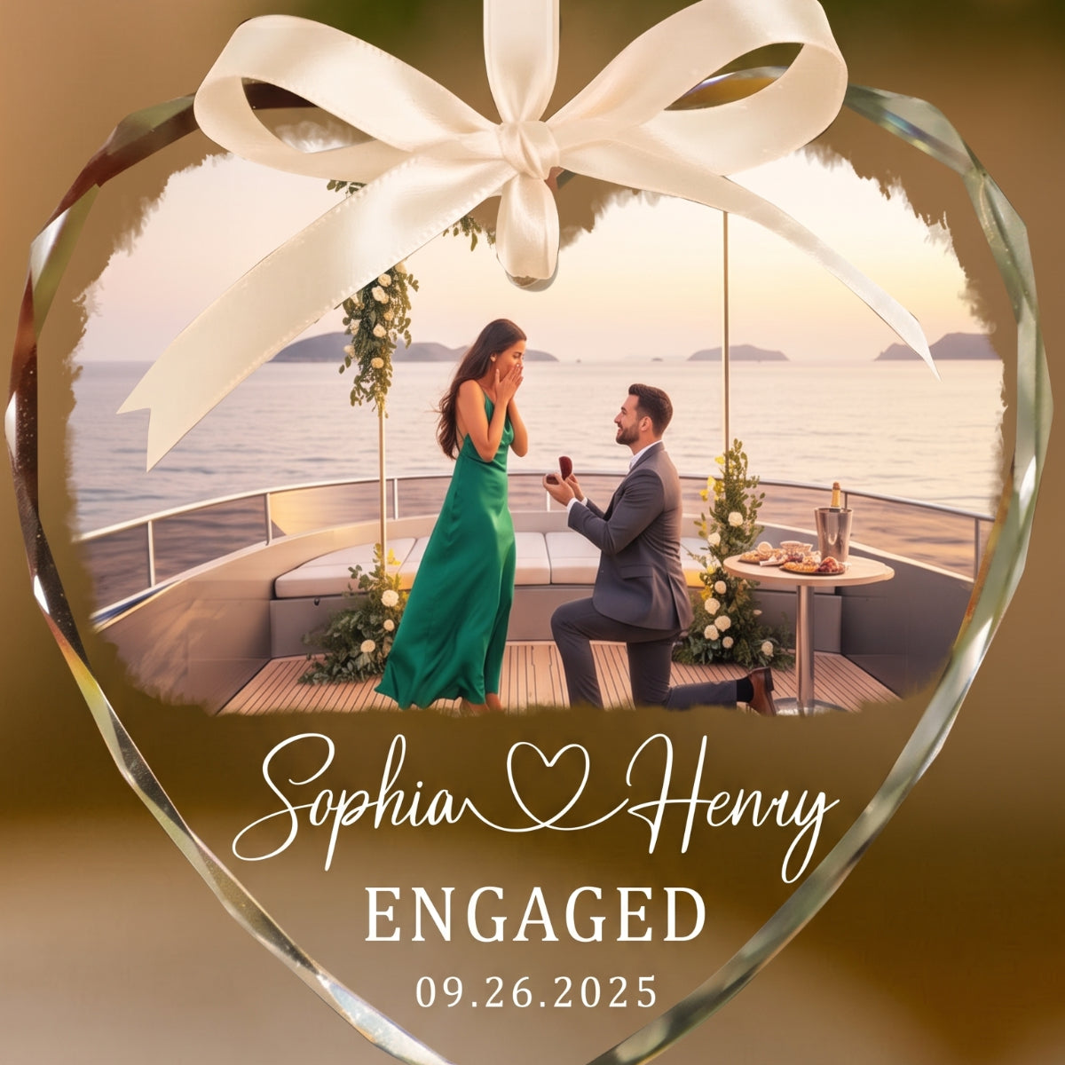 Customize Photo Engagement Ornament: First Christmas Engaged Keepsake, Custom Engagement Gifts, Xmas Gift Couple