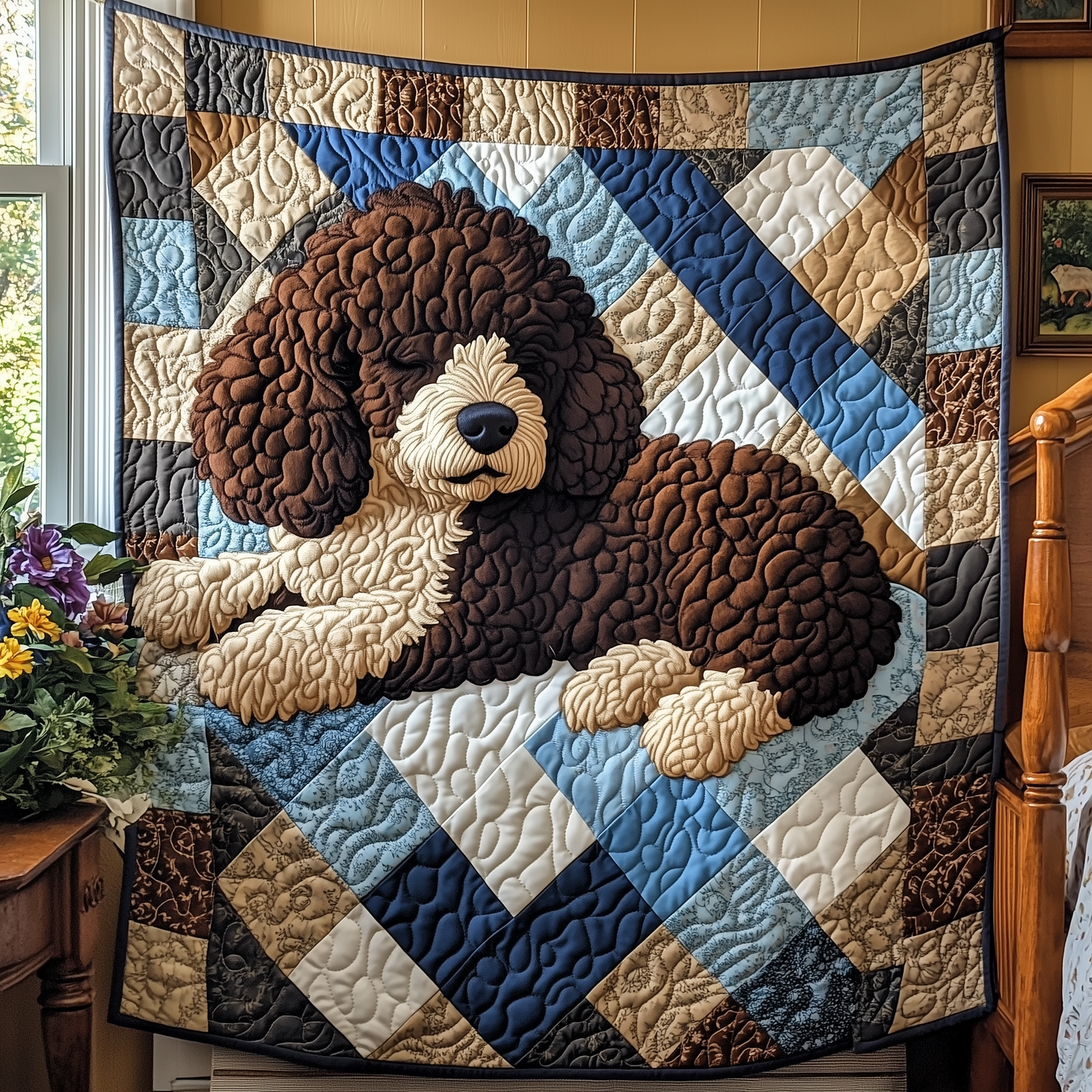 Snoozy Poodle Quilted Blanket