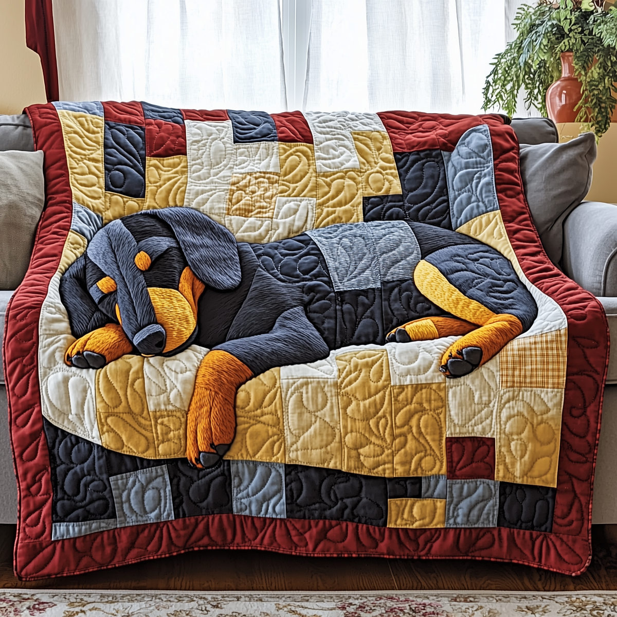 Snooze Dachshund Quilted Blanket