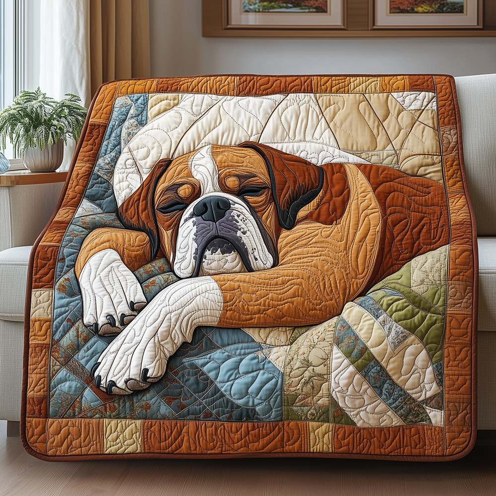 Peaceful Boxer Dog Quilted Blanket