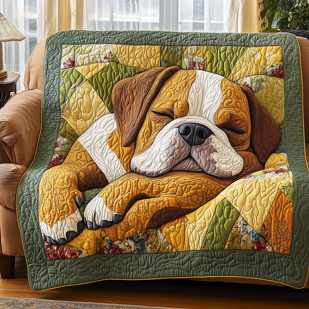 Peaceful Boxer Dog Quilted Blanket