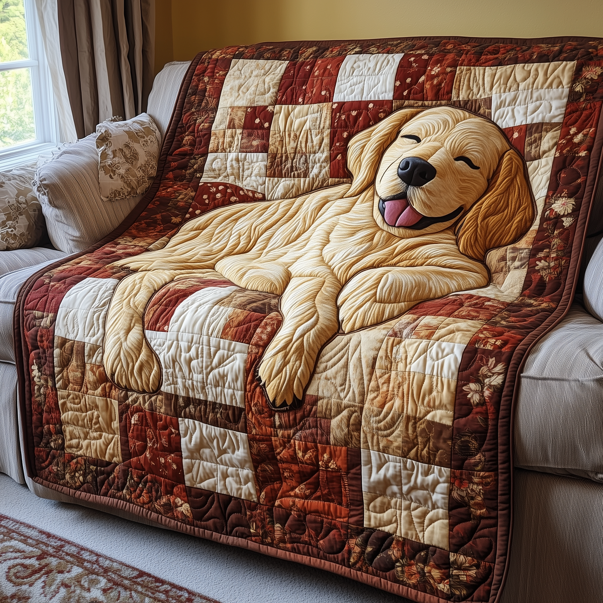 Sleepy Golden Retriever Flannel Blanket