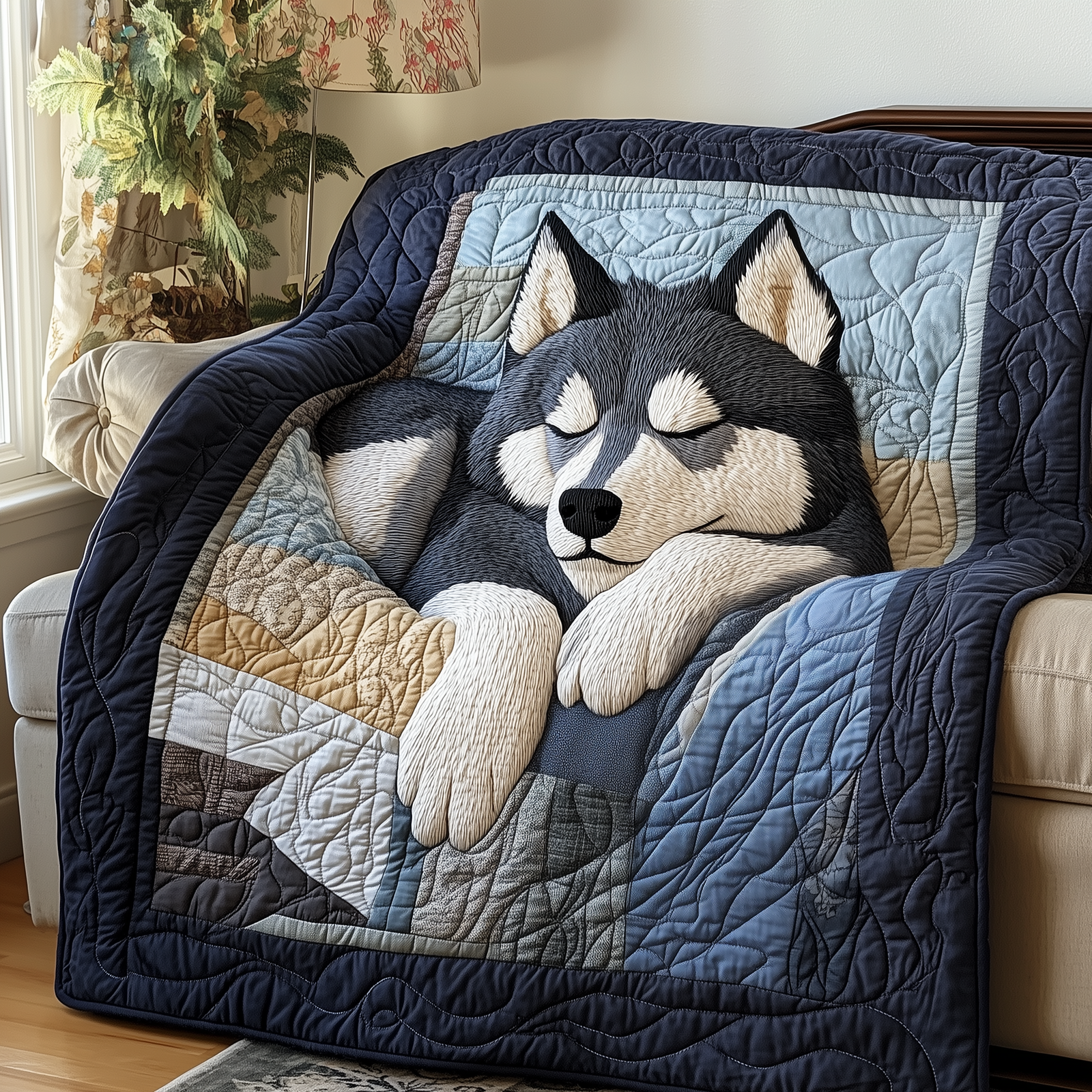 Sleepy Husky Quilted Blanket