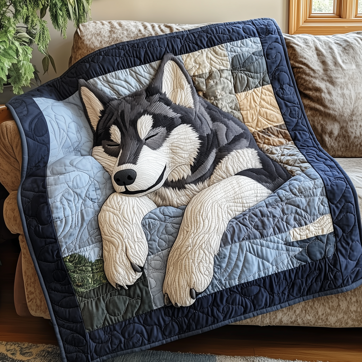 Sleepy Husky Quilted Blanket