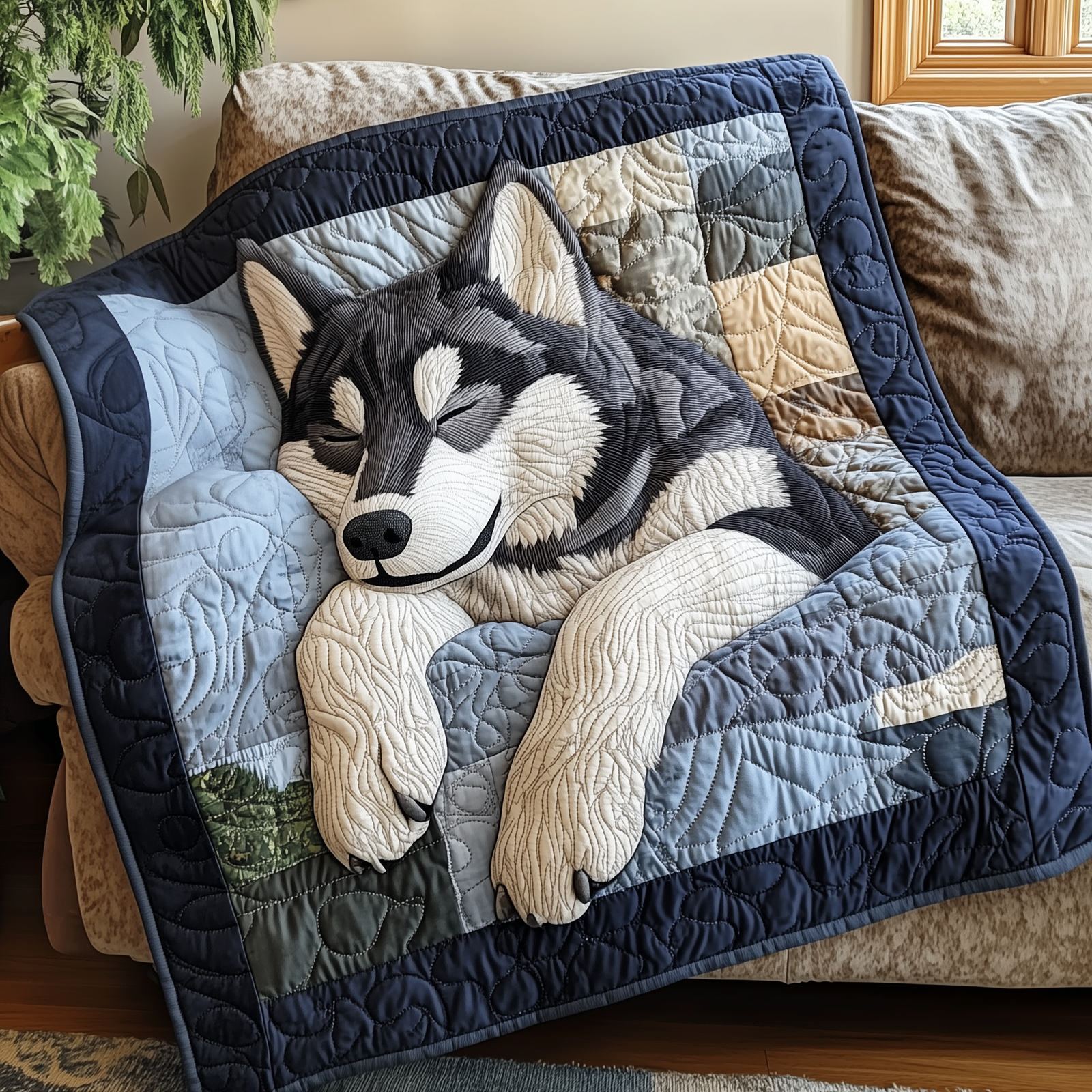 Sleepy Husky Quilted Blanket