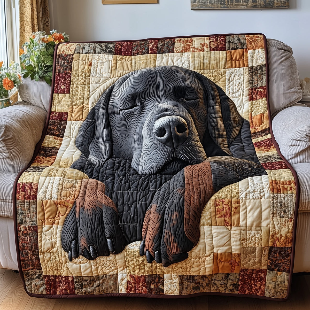 Dreaming Labrador Retriever Snuggle Quilted Blanket