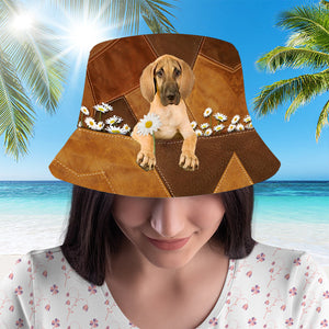 Great Dane Holding Daisy Bucket Hat