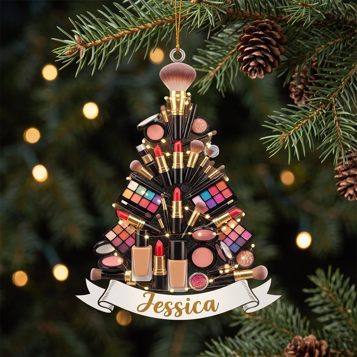 Personalized Makeup Artist Christmas Ornament Gift, Make Up Ornament For Girls