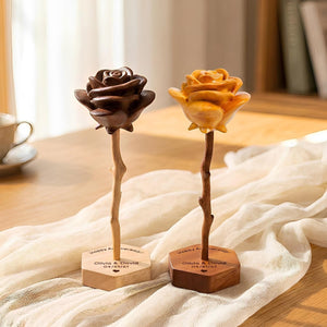 Hand-carved wooden roses – Personalized Engraved Base
