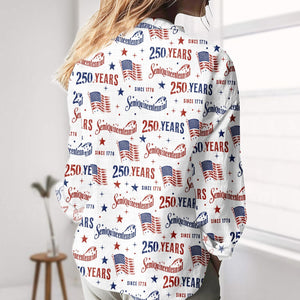 USA 250th Anniversary Blouse Shirt, Semiquincentennial Linen-Look Shirt