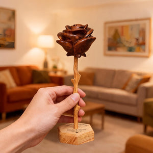 Hand-carved wooden roses – Personalized Engraved Base