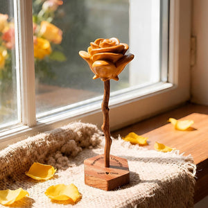 Hand-carved wooden roses – Personalized Engraved Base