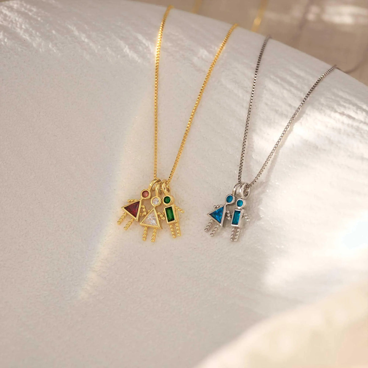 Personalized Birthstone Kids Charms Necklace - Gift for Mom Grandma