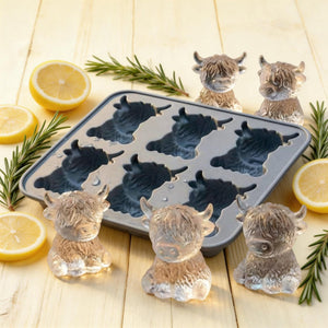 Adorable Highland Cow Silicone Ice Cube Tray - Mini Highland Cow Ice Cube Mold, for Whiskey, Cocktails, Drinks, Perfect Gift for Cow Lovers