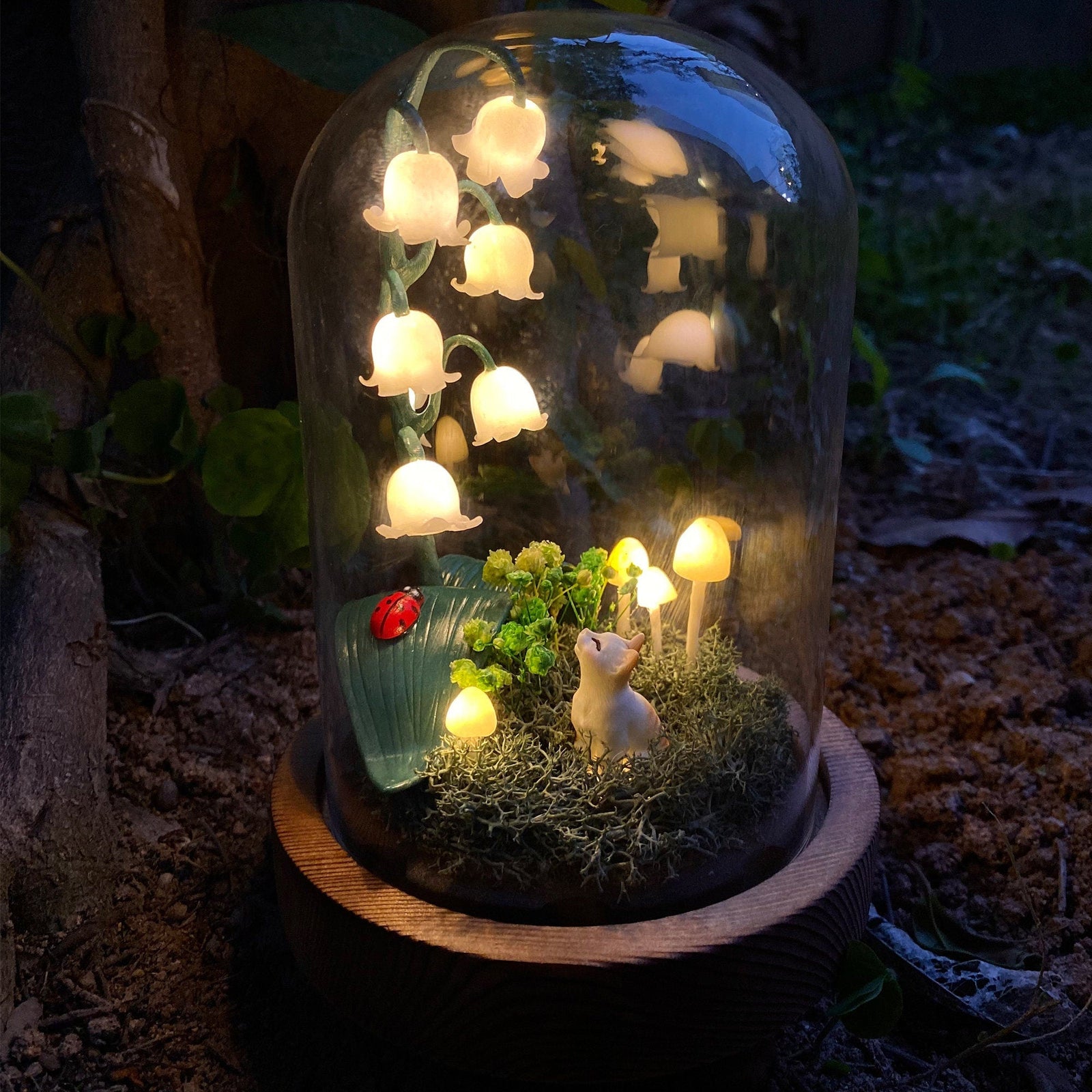 Lily of the Valley&Cat Handmade Night Light-Cute Home Decor