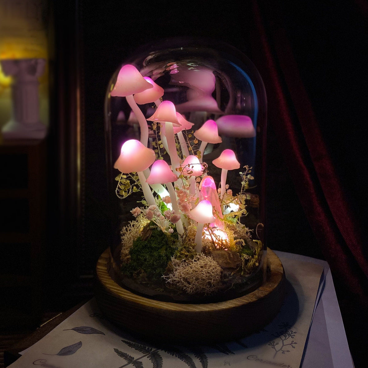 Enchanted Forest Pink Mushroom Handmade Night Light-Fairy Tale Decor for Home