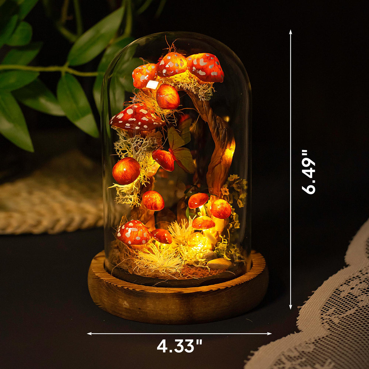 Enchanted Red Mushroom with White Dots Handmade Night Light-Cozy Home decor