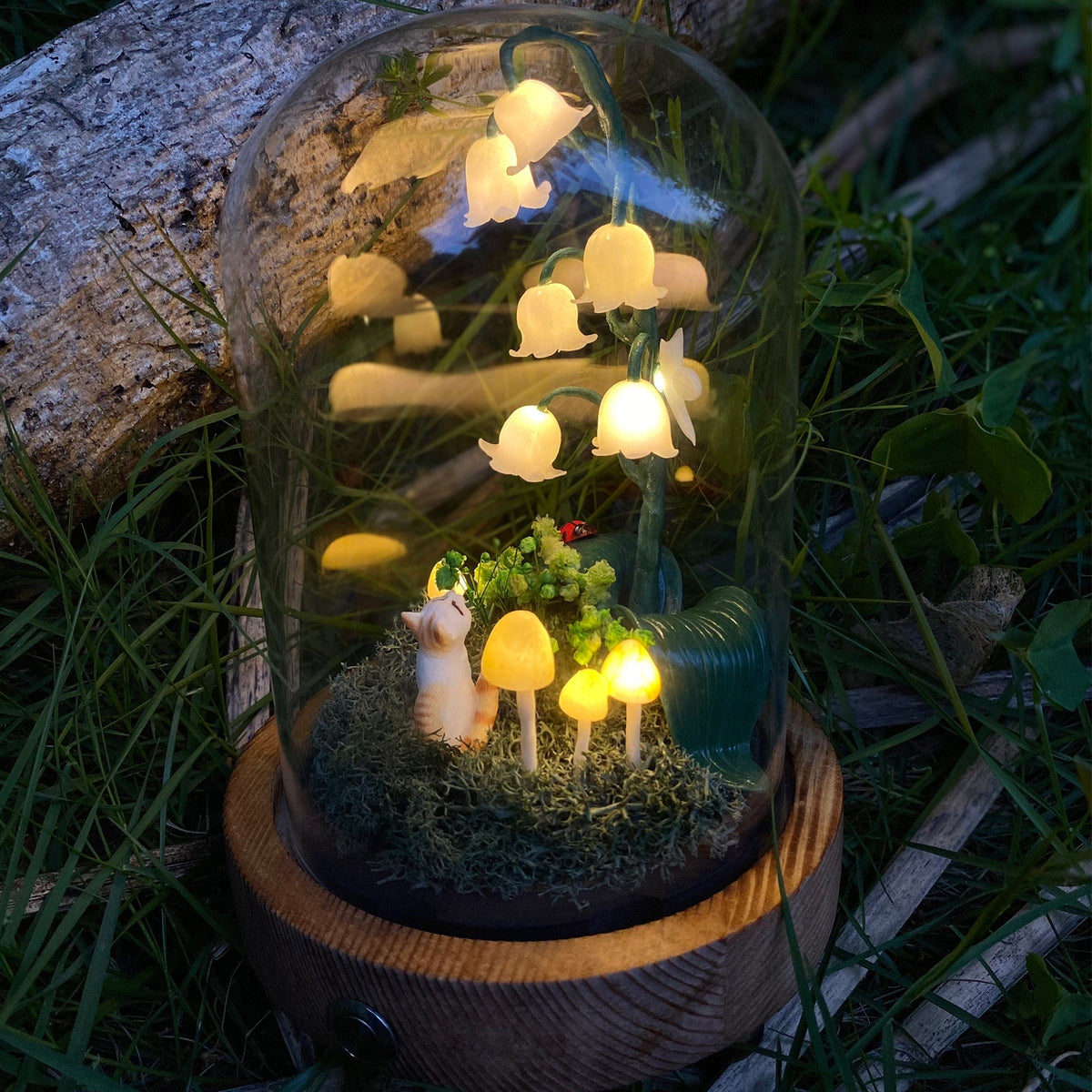 Lily of the Valley&Cat Handmade Night Light-Cute Home Decor
