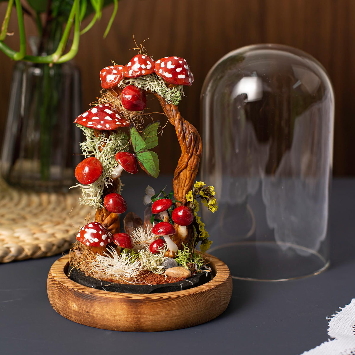 Enchanted Red Mushroom with White Dots Handmade Night Light-Cozy Home decor