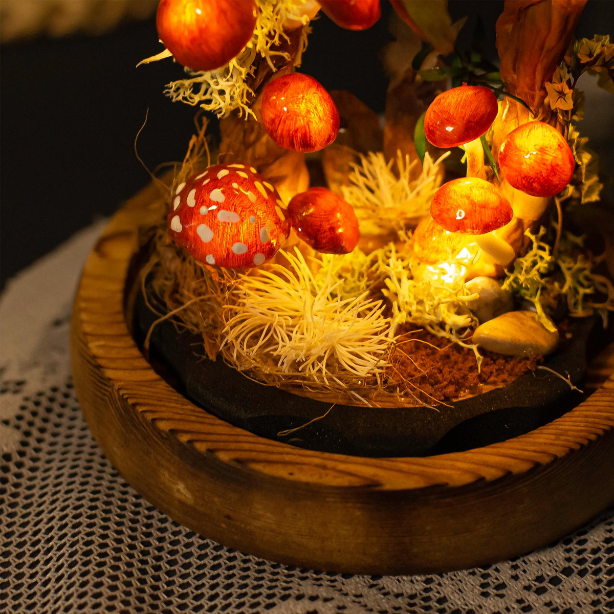 Enchanted Red Mushroom with White Dots Handmade Night Light-Cozy Home decor