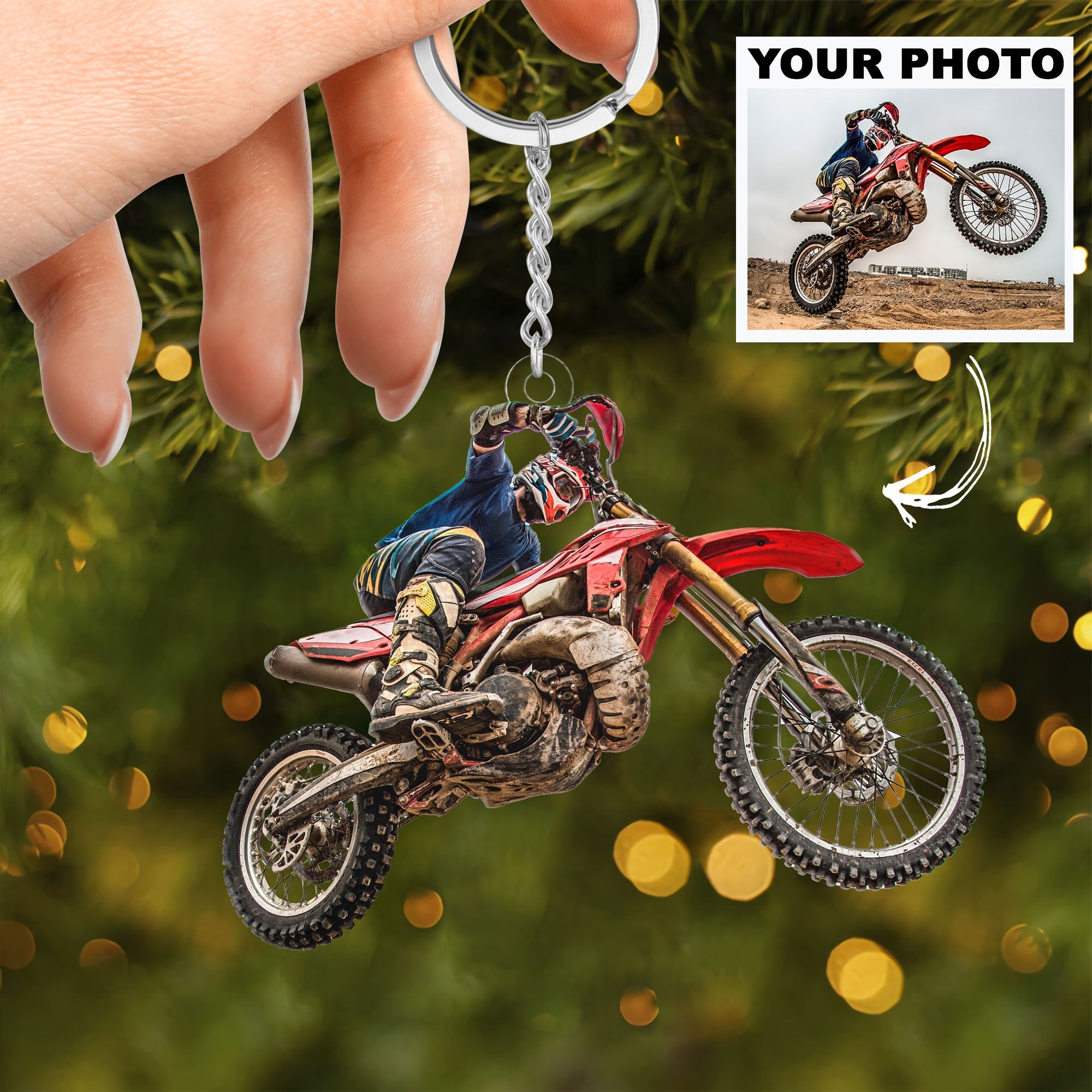 Personalized Motocross/Motorcycle Upload Photo Acrylic Keychain