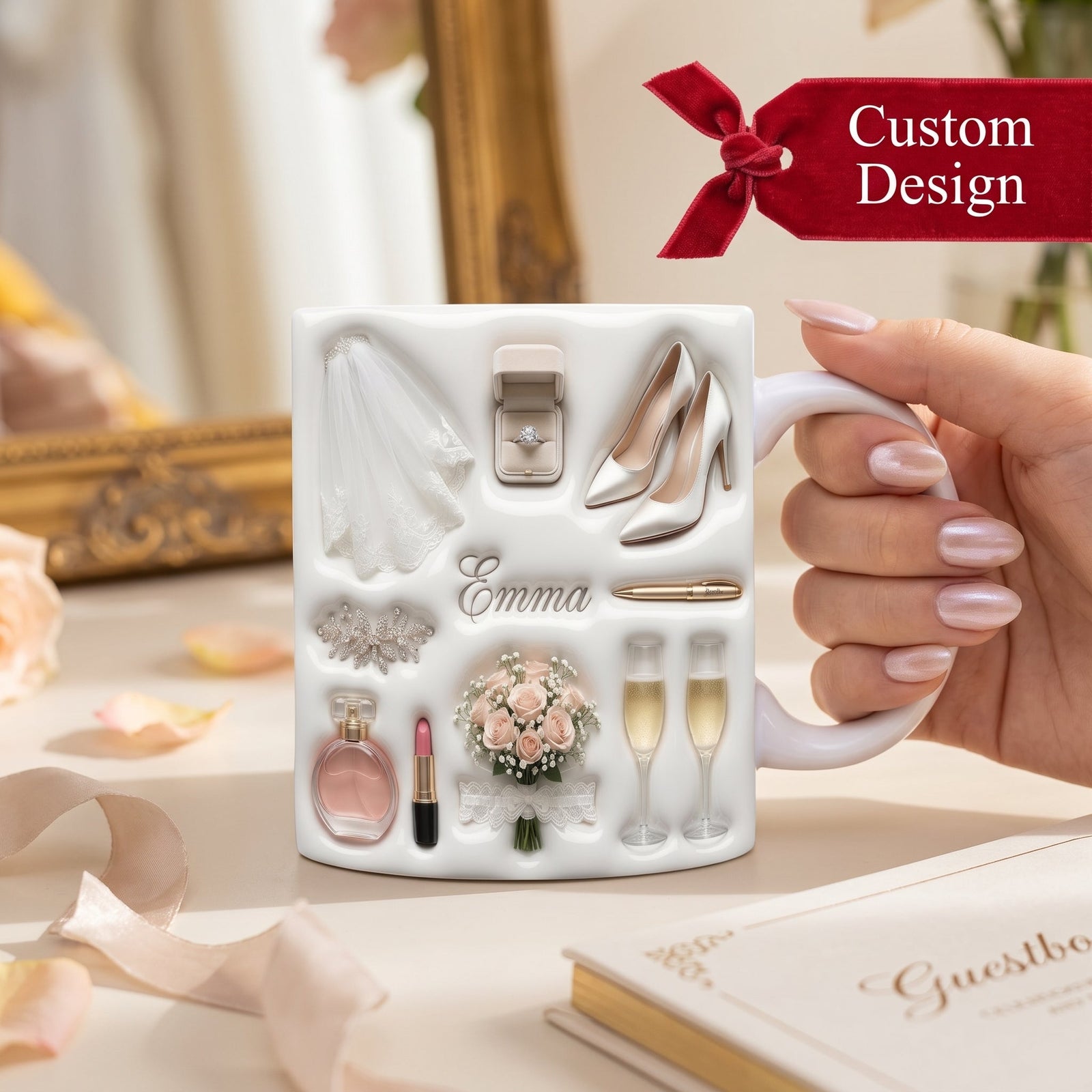 Personalized Bride Ceramic Mug - Wedding Gift For New Couple