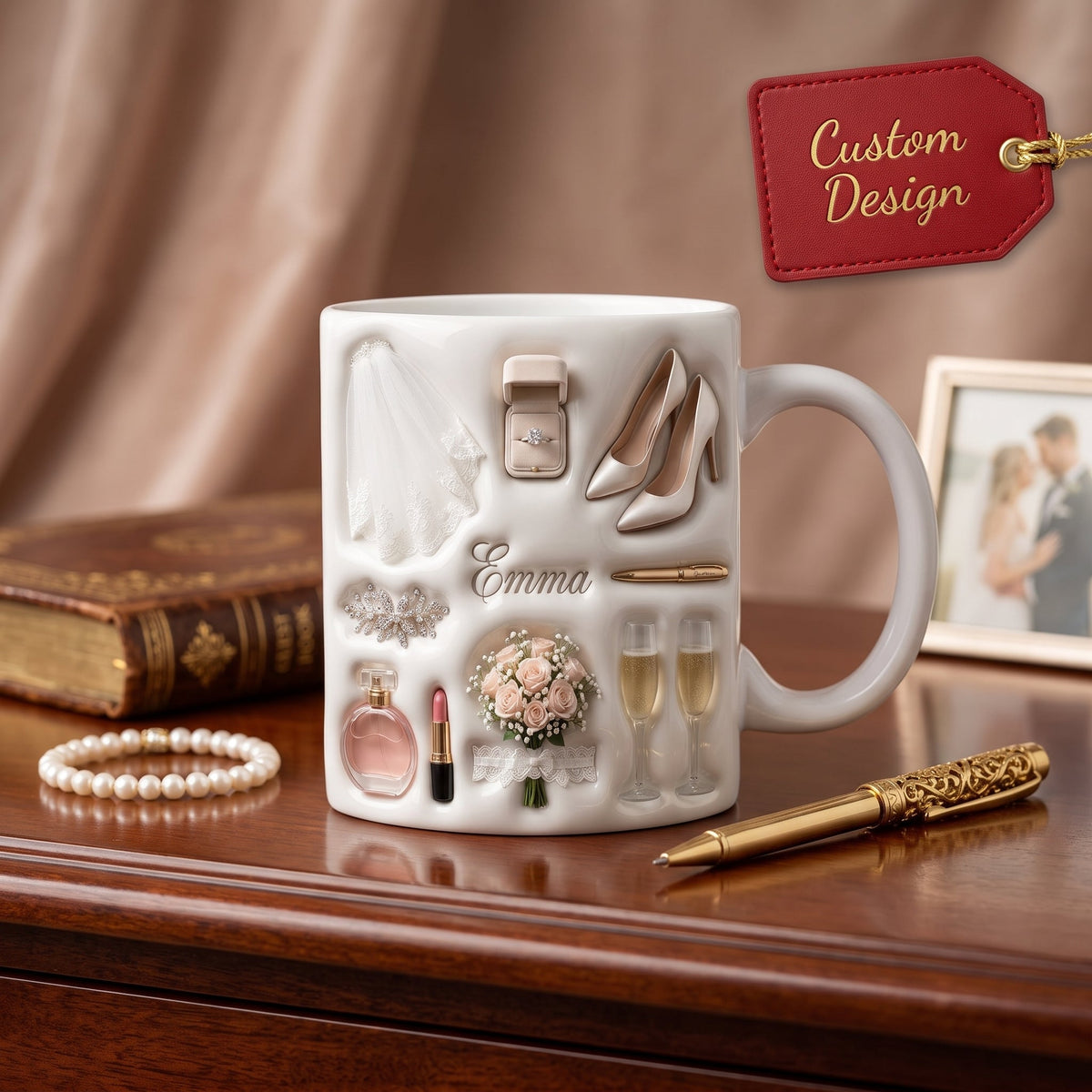Personalized Bride Ceramic Mug - Wedding Gift For New Couple