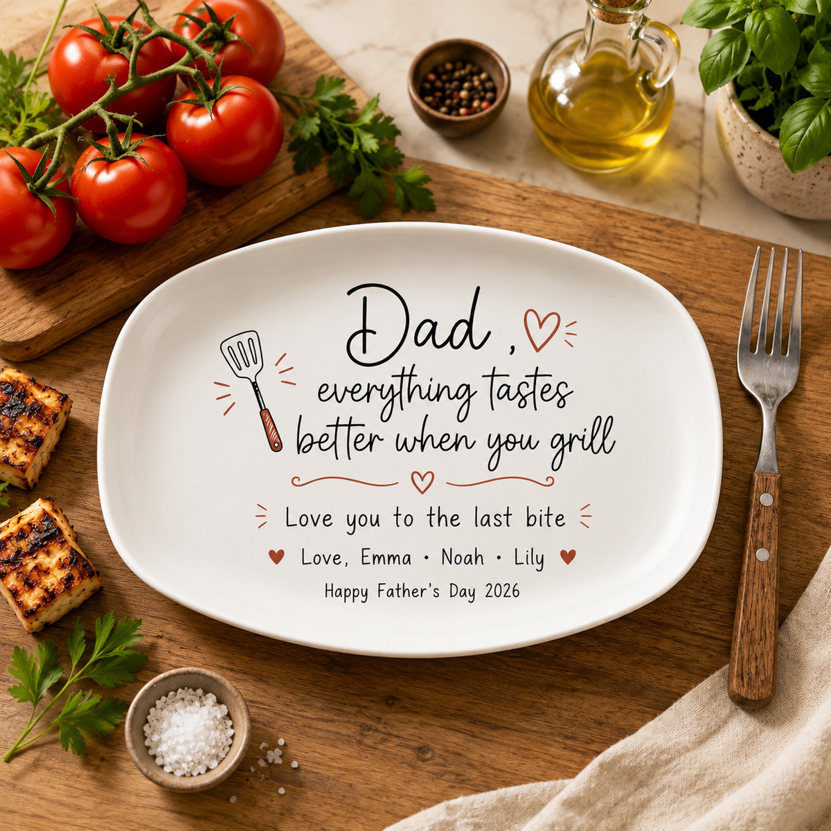 Dad Everything Tastes Better When You Grill - Personalized BBQ Plate - Father's Day Gift