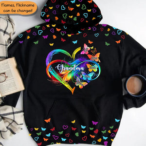 Personalized Grandma/Mom Heart Infinity Butterfly 3D Hoodie-Christmas Gift Idea