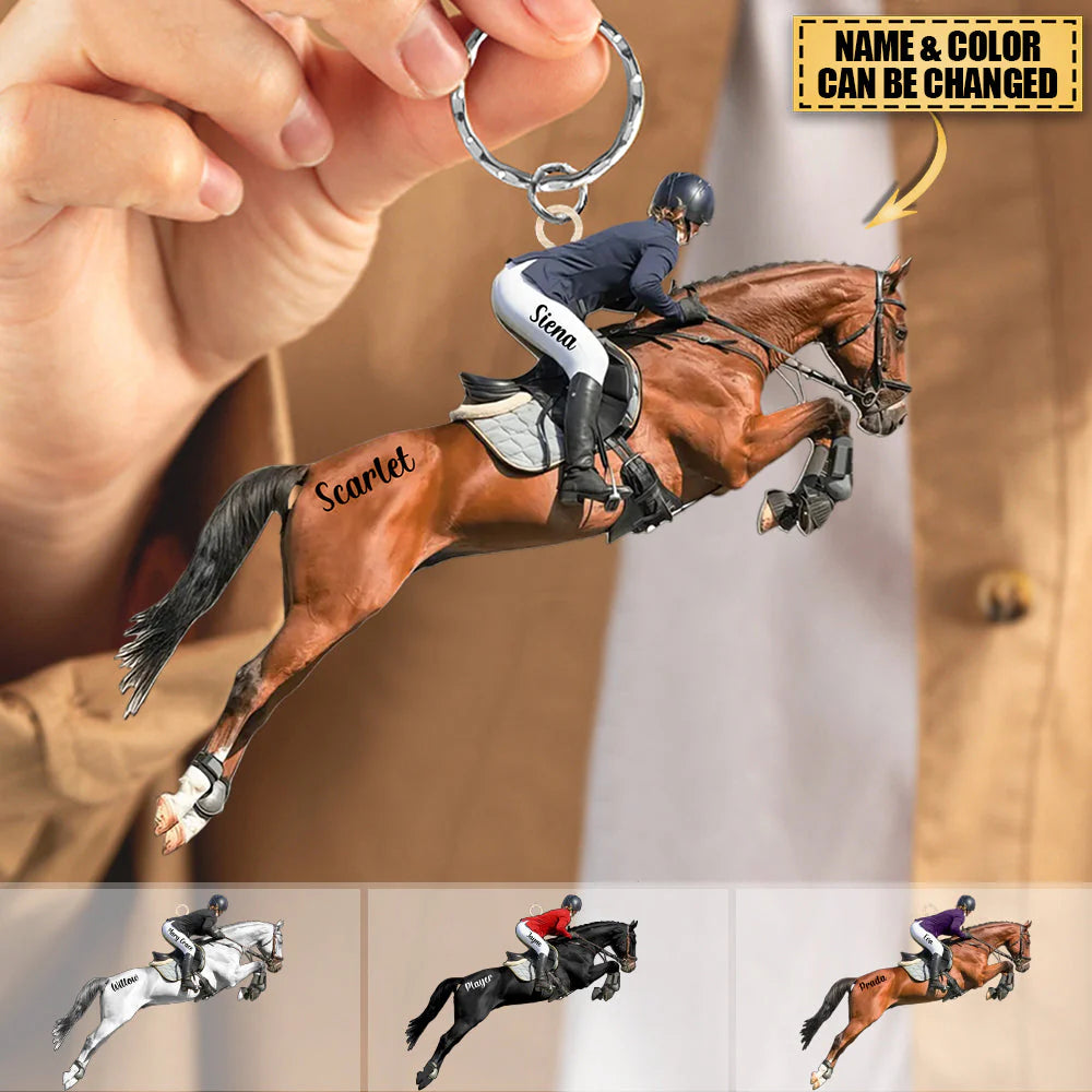 Personalized Boy/Girl Equestrian Acrylic Keychain - Gift Idea For Horse Lover
