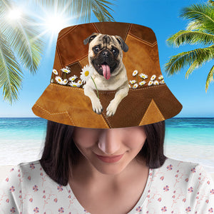 Pug03 Holding Daisy Bucket Hat