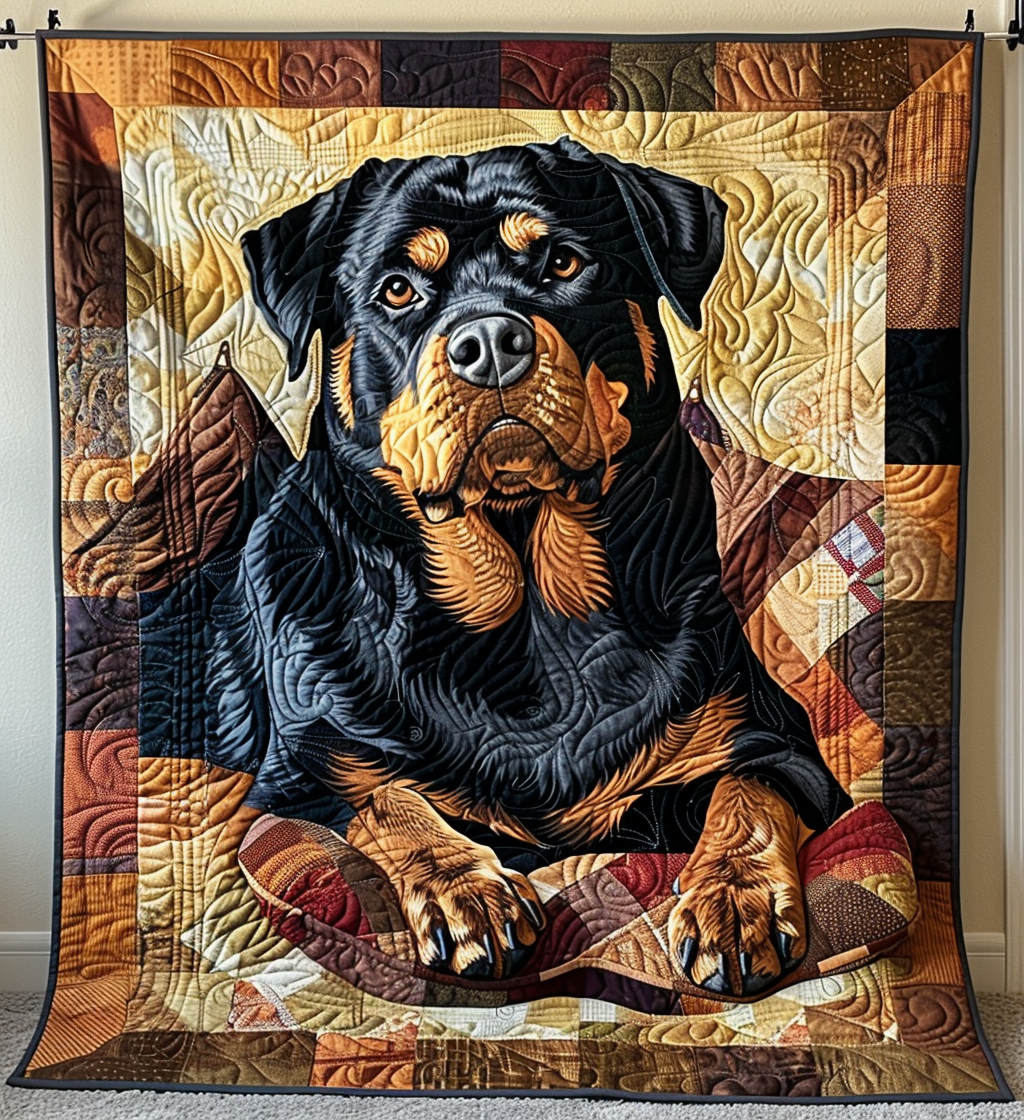 Rottweiler Watch Quilted Blanket