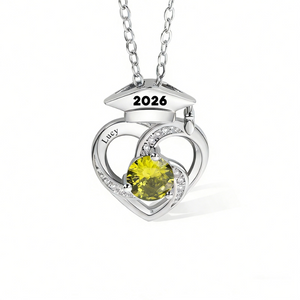 Personalized Graduation Cap Birthstone Necklace with Name Dainty Jewelry Graduation Season Commemorative Gift for Graduates