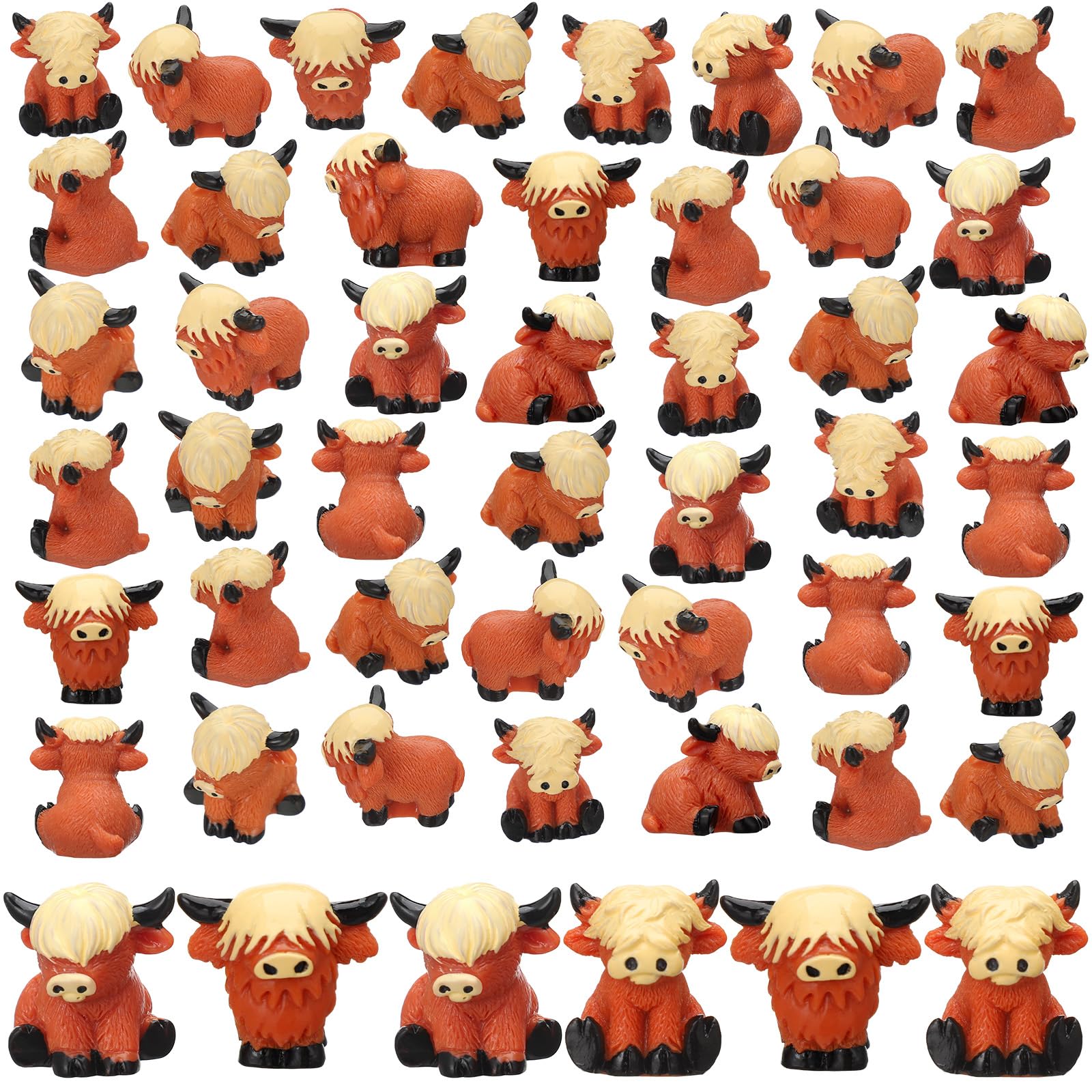 Easter Egg Hunt Alternative - Mini Highland Cow Figurines for Hide & Seek - Adorable Resin Cow Decorations for Party Favors
