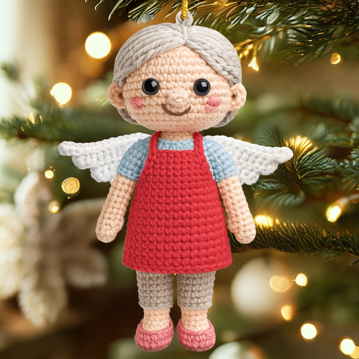 Forever Our Guardian Angel - Custom Photo Crochet Ornament - Personalized Christmas Memorial Sympathy Gifts For Loss Of Mom, Dad