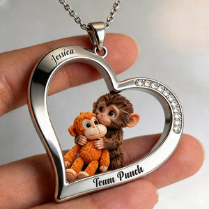 Team Punch - Personalized Monkey Lover Shaped Metal Pendant Necklace