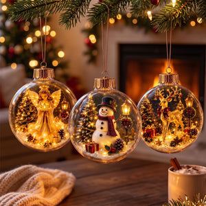 LiChristmas Globe Ornament, Santa Snowman Angel Reindeer Train