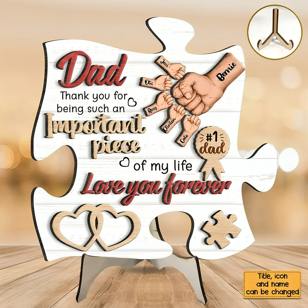 Gift For Dad Important Piece 2 Layered Separate Wooden Plaque