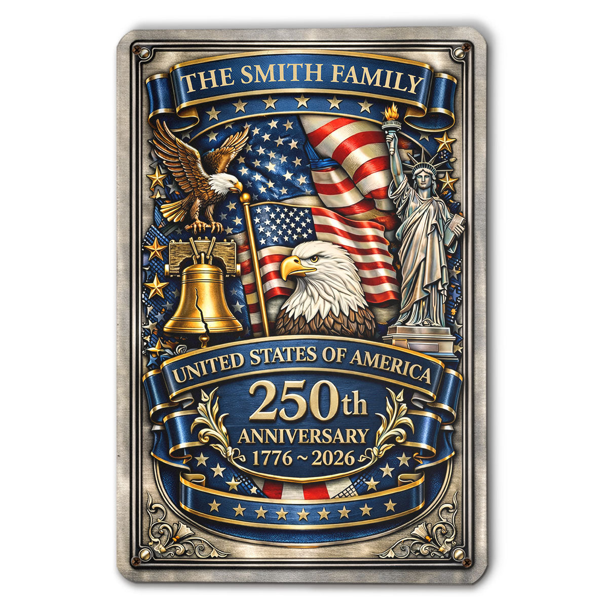 America Anniversary - Personalized Custom Metal Sign