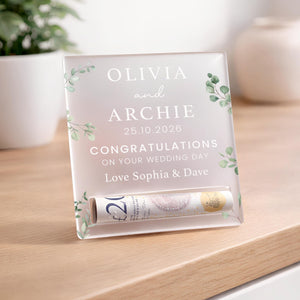 Personalised Wedding Day Gift, Just Married Cash Holder Money Gift Wallet for Bride & Groom