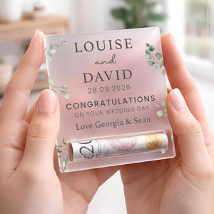 Personalised Wedding Day Gift, Just Married Cash Holder Money Gift Wallet for Bride & Groom