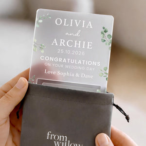 Personalised Wedding Day Gift, Just Married Cash Holder Money Gift Wallet for Bride & Groom