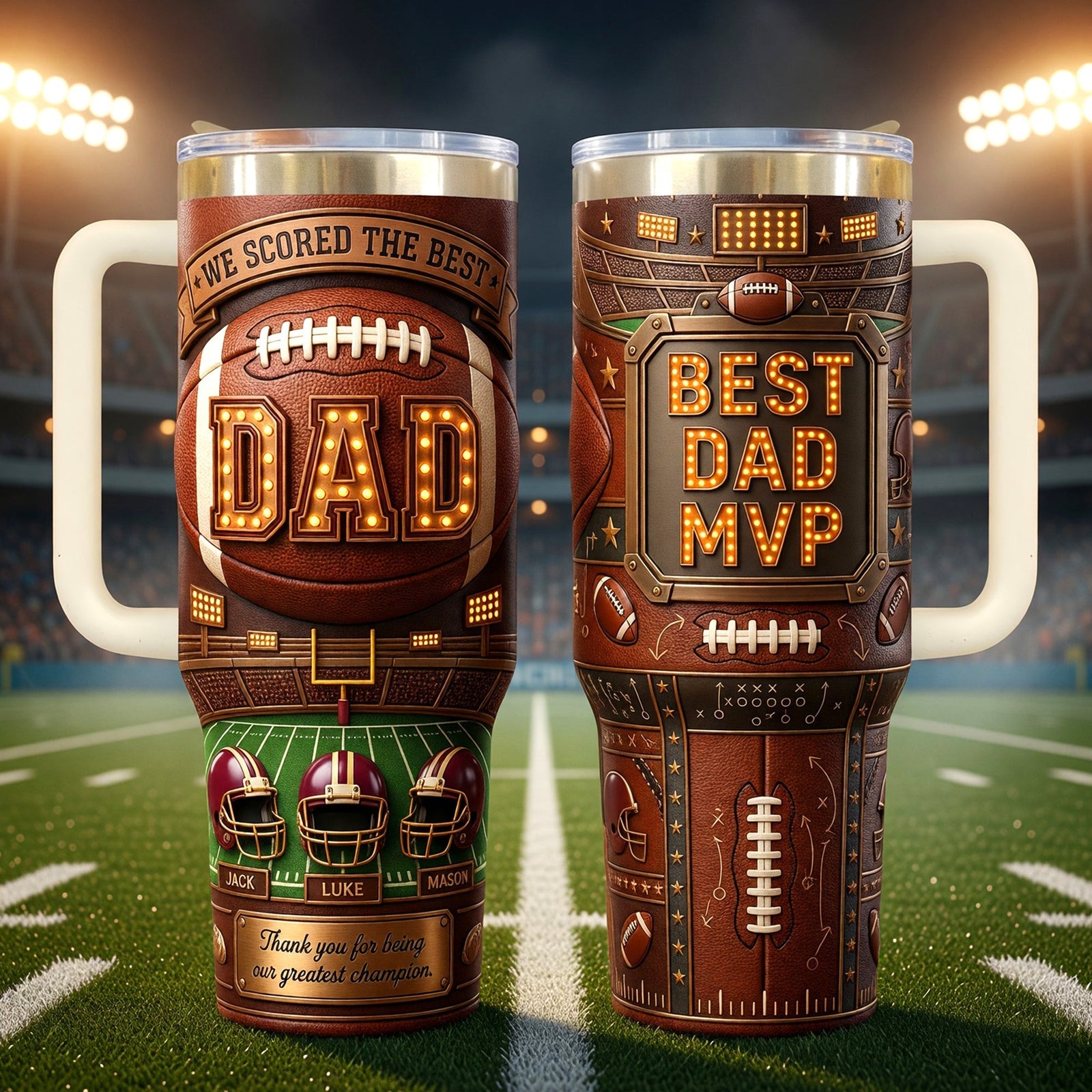 USA Football Best Dad 40oz Tumbler - Personalized Gifts For Dad