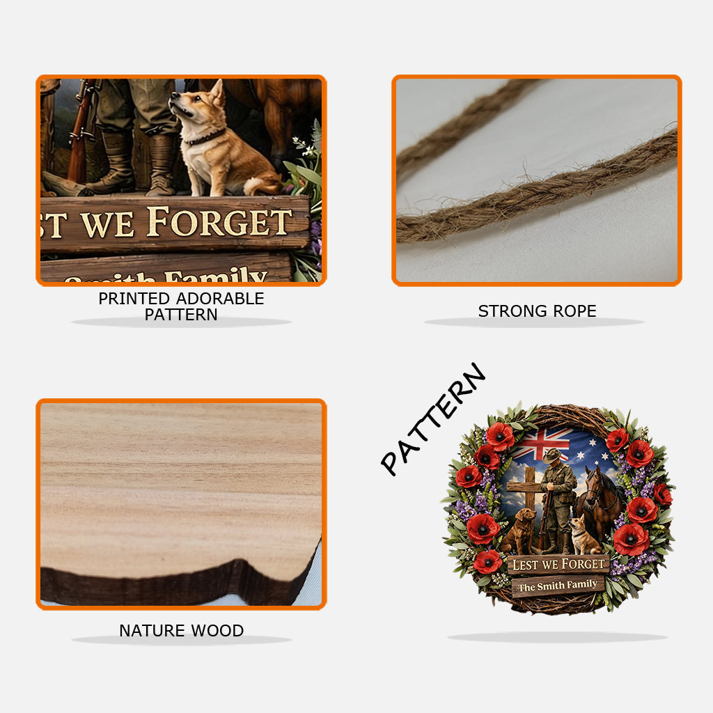 Lest We Forget, Anzac Day - Personalized Veteran Custom Shaped Wood Sign