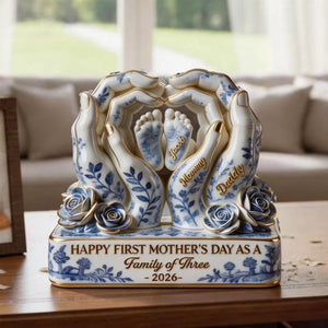 Toile De Jouy Family First Mother's Day Plaque - Personalized Gifts For Moms