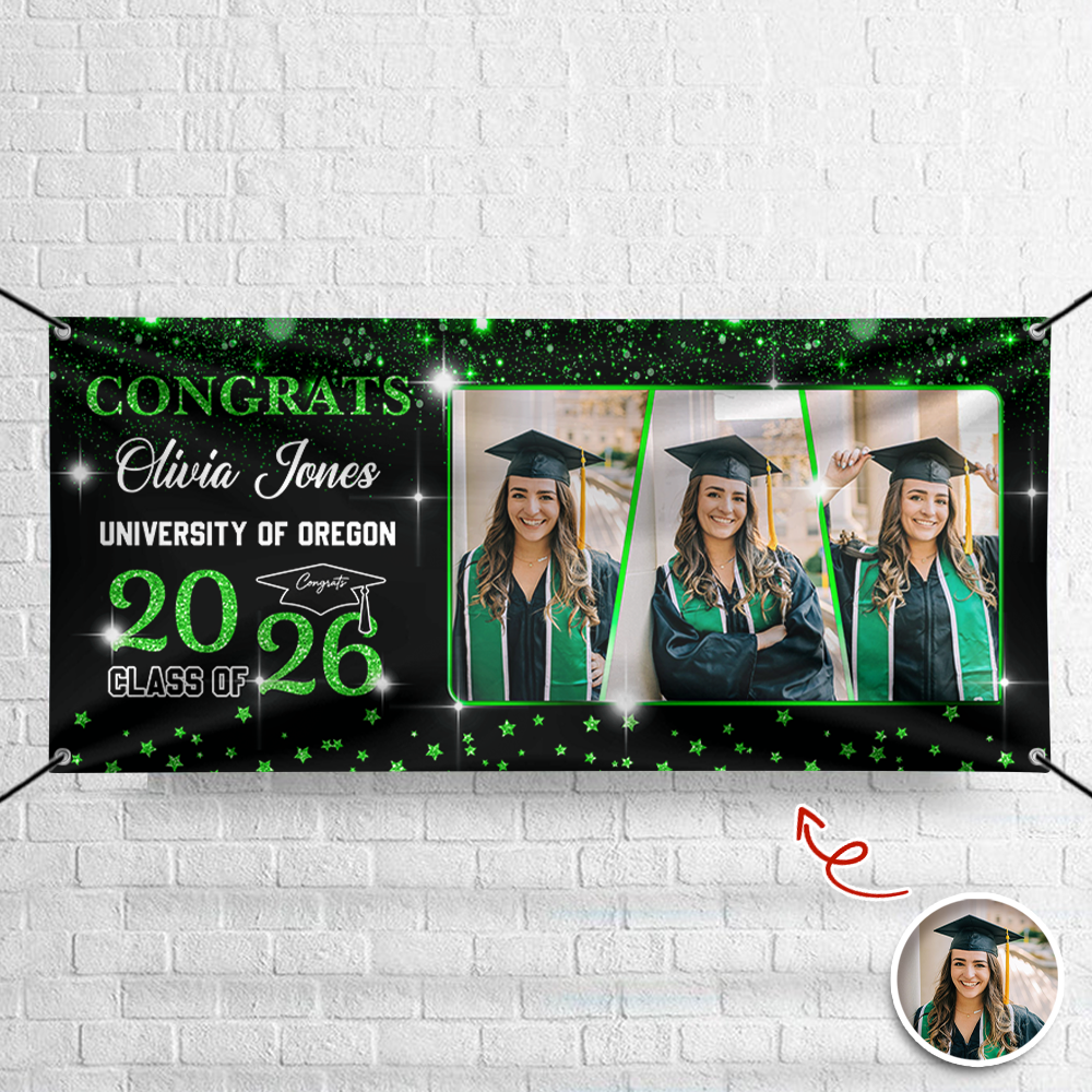 Personalized Congrats Graduation Class Of 2026 Banner Combo 3 Pieces, Senior Gift