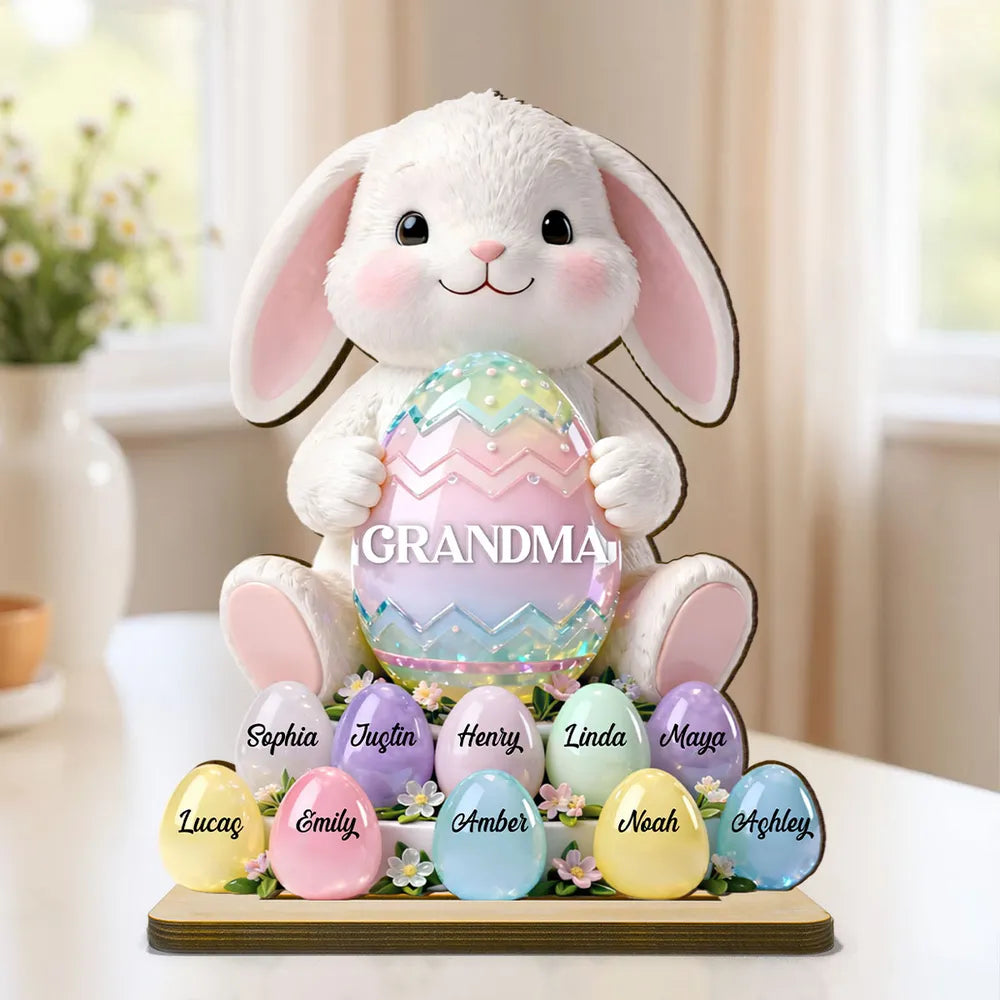 Personalized Easter Bunny 2-Layered Wooden Plaque - Gift For Grandma